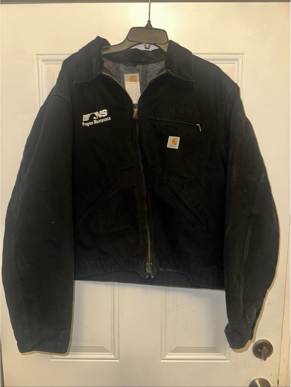 Vtg Carhartt J01 BLK Black Detroit Blanket Lined Jacket Size 48 USA Made!